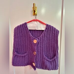 Wysteria Lane Purple Knit Women's Cropped Sweater Vest (Medium)